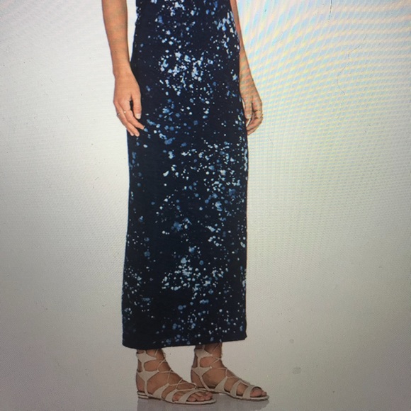 Bleach out maxi dress blue paint splatter Large - Picture 4 of 4